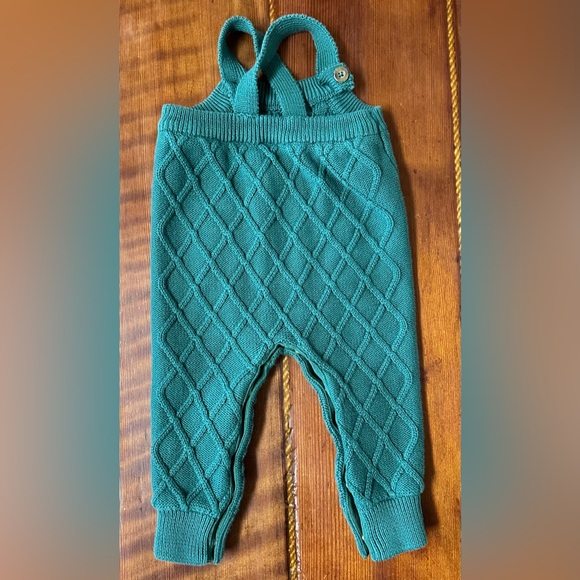 Hannah Anderson Baby Emerald Green Knit Overalls 12-18 Months - Picture 9 of 12